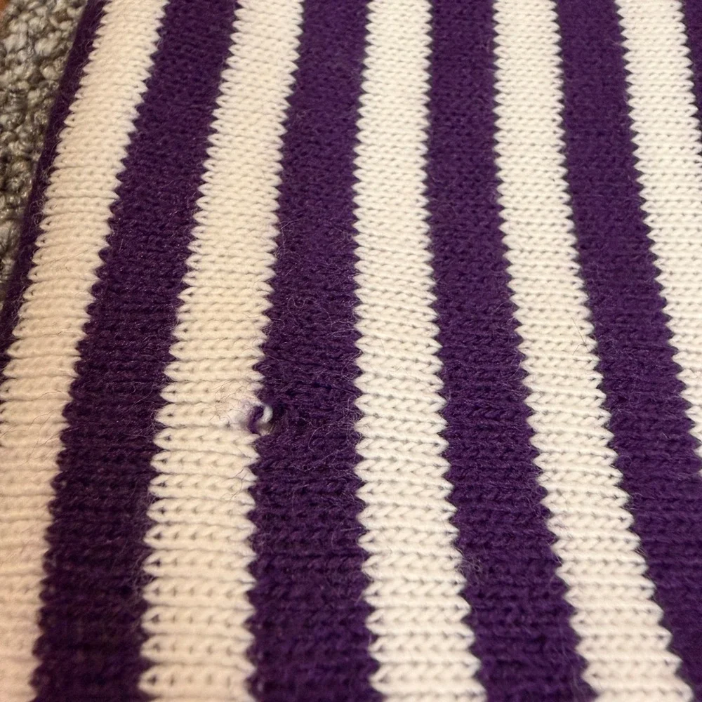 Broner Purple White Striped Knit Scarf Collegiate Style Winter Accessory